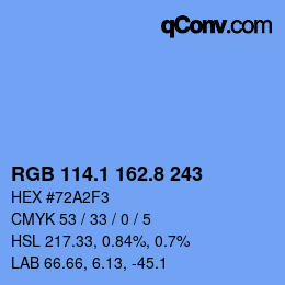 カラーコード: RGB 114.1 162.8 243 | qconv.com
