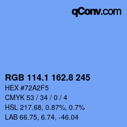 Farbcode: RGB 114.1 162.8 245 | qconv.com