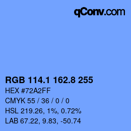 Color code: RGB 114.1 162.8 255 | qconv.com
