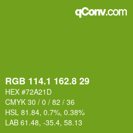 カラーコード: RGB 114.1 162.8 29 | qconv.com