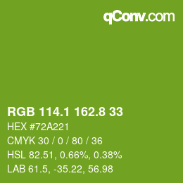 カラーコード: RGB 114.1 162.8 33 | qconv.com