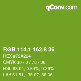 カラーコード: RGB 114.1 162.8 36 | qconv.com