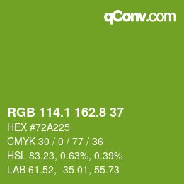 カラーコード: RGB 114.1 162.8 37 | qconv.com