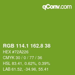 カラーコード: RGB 114.1 162.8 38 | qconv.com