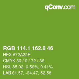 カラーコード: RGB 114.1 162.8 46 | qconv.com