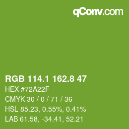 カラーコード: RGB 114.1 162.8 47 | qconv.com