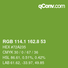 カラーコード: RGB 114.1 162.8 53 | qconv.com