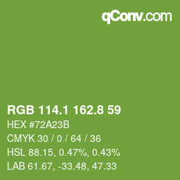 カラーコード: RGB 114.1 162.8 59 | qconv.com