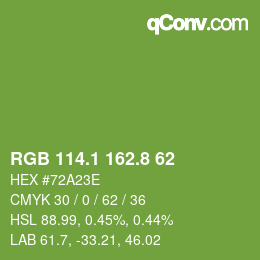 カラーコード: RGB 114.1 162.8 62 | qconv.com