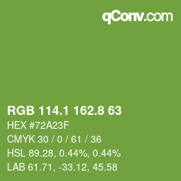 カラーコード: RGB 114.1 162.8 63 | qconv.com