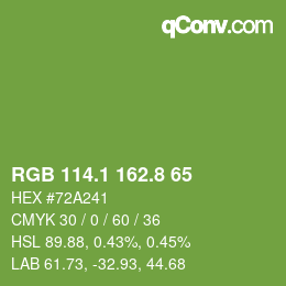 カラーコード: RGB 114.1 162.8 65 | qconv.com