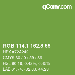 カラーコード: RGB 114.1 162.8 66 | qconv.com