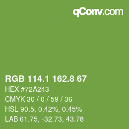 カラーコード: RGB 114.1 162.8 67 | qconv.com