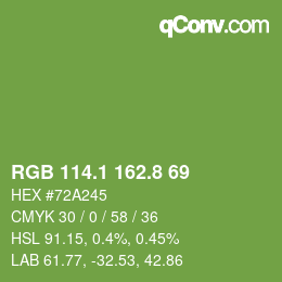 カラーコード: RGB 114.1 162.8 69 | qconv.com