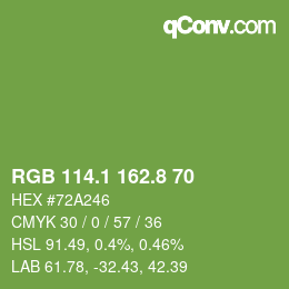 カラーコード: RGB 114.1 162.8 70 | qconv.com