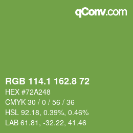 カラーコード: RGB 114.1 162.8 72 | qconv.com