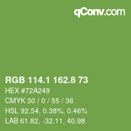 カラーコード: RGB 114.1 162.8 73 | qconv.com