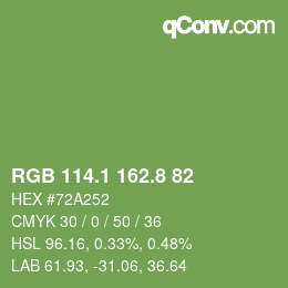 カラーコード: RGB 114.1 162.8 82 | qconv.com