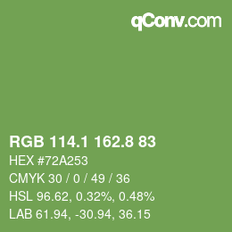 カラーコード: RGB 114.1 162.8 83 | qconv.com