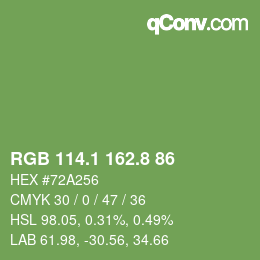 カラーコード: RGB 114.1 162.8 86 | qconv.com