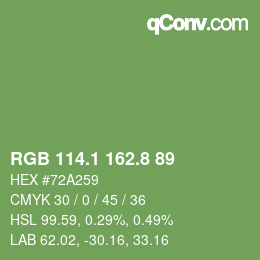 カラーコード: RGB 114.1 162.8 89 | qconv.com