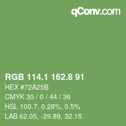 カラーコード: RGB 114.1 162.8 91 | qconv.com