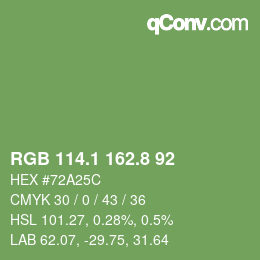 カラーコード: RGB 114.1 162.8 92 | qconv.com