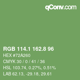 カラーコード: RGB 114.1 162.8 96 | qconv.com