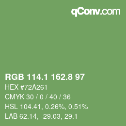 カラーコード: RGB 114.1 162.8 97 | qconv.com