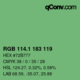 カラーコード: RGB 114.1 183 119 | qconv.com