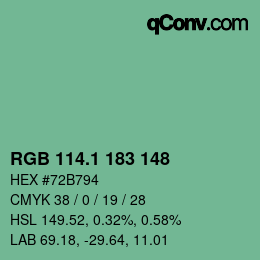 カラーコード: RGB 114.1 183 148 | qconv.com
