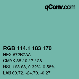 カラーコード: RGB 114.1 183 170 | qconv.com