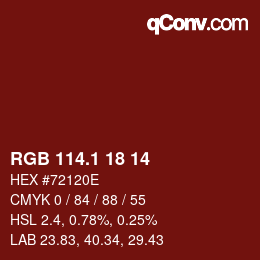 Color code: RGB 114.1 18 14 | qconv.com