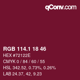カラーコード: RGB 114.1 18 46 | qconv.com