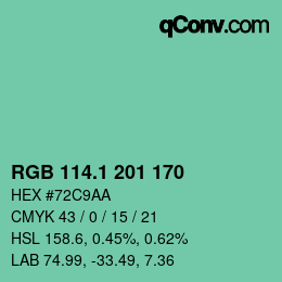 カラーコード: RGB 114.1 201 170 | qconv.com