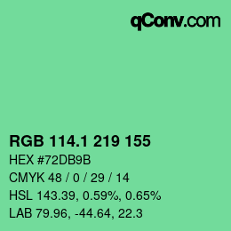 カラーコード: RGB 114.1 219 155 | qconv.com