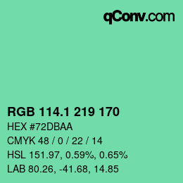 カラーコード: RGB 114.1 219 170 | qconv.com