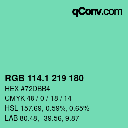 カラーコード: RGB 114.1 219 180 | qconv.com