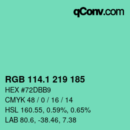 カラーコード: RGB 114.1 219 185 | qconv.com
