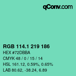 カラーコード: RGB 114.1 219 186 | qconv.com