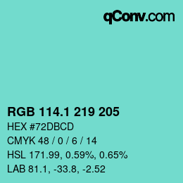 カラーコード: RGB 114.1 219 205 | qconv.com
