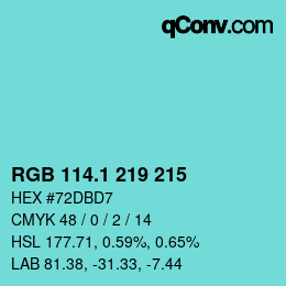 カラーコード: RGB 114.1 219 215 | qconv.com