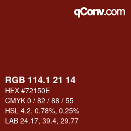カラーコード: RGB 114.1 21 14 | qconv.com