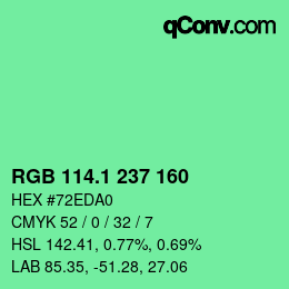 カラーコード: RGB 114.1 237 160 | qconv.com