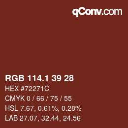 カラーコード: RGB 114.1 39 28 | qconv.com