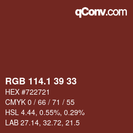 カラーコード: RGB 114.1 39 33 | qconv.com