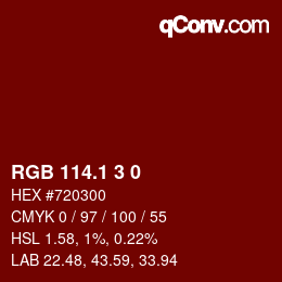 カラーコード: RGB 114.1 3 0 | qconv.com