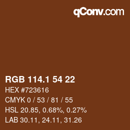 カラーコード: RGB 114.1 54 22 | qconv.com