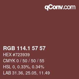 カラーコード: RGB 114.1 57 57 | qconv.com