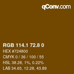 Color code: RGB 114.1 72.8 0 | qconv.com